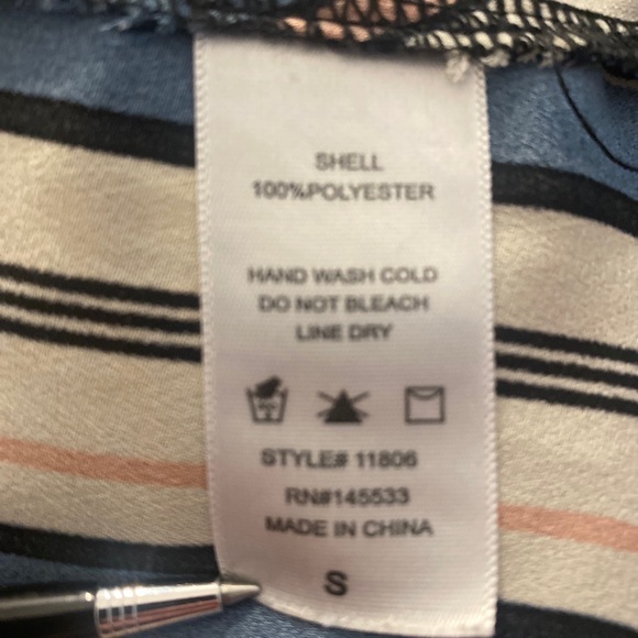 W5 ANTHROPOLOGIE Women's Small Blue White Pink Hanging Split Sleeve Top Blouse - Picture 4 of 14